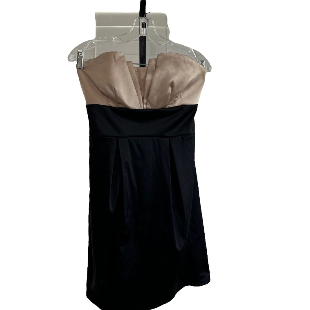 Three Pink Hearts Trixxi Party Dress Size 9 Black Gold Strapless